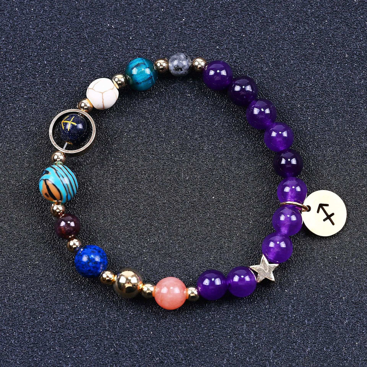 Twelve Constellations Bracelets Amethyst Blue San Constellation Lettering