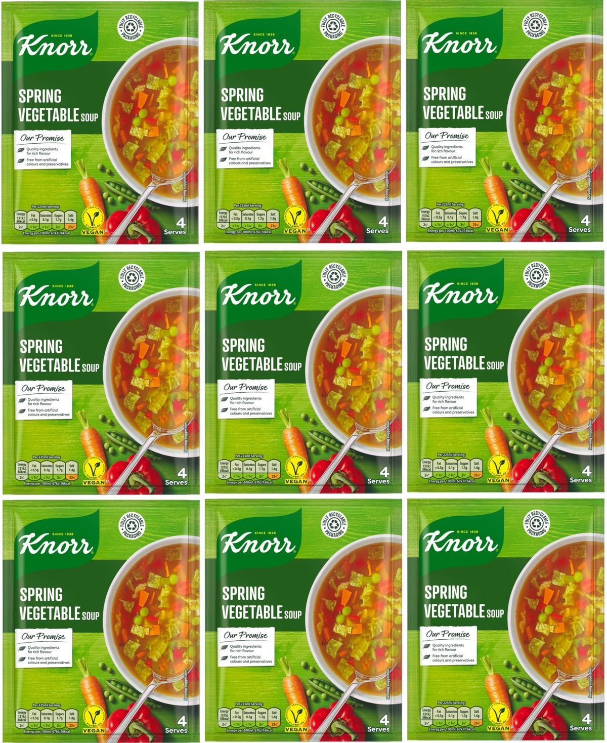 9 x Sopa de verduras de primavera Knorr 48 g