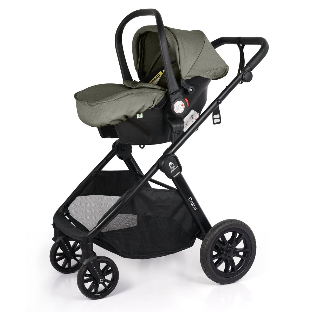 Cruise 3 In 1 Travel System With i-Size Car Seat - Pebble Sage (Free Cupholder And Seat Liner Included)