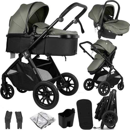 Cruise 3 In 1 Travel System With i-Size Car Seat - Pebble Sage (Free Cupholder And Seat Liner Included)