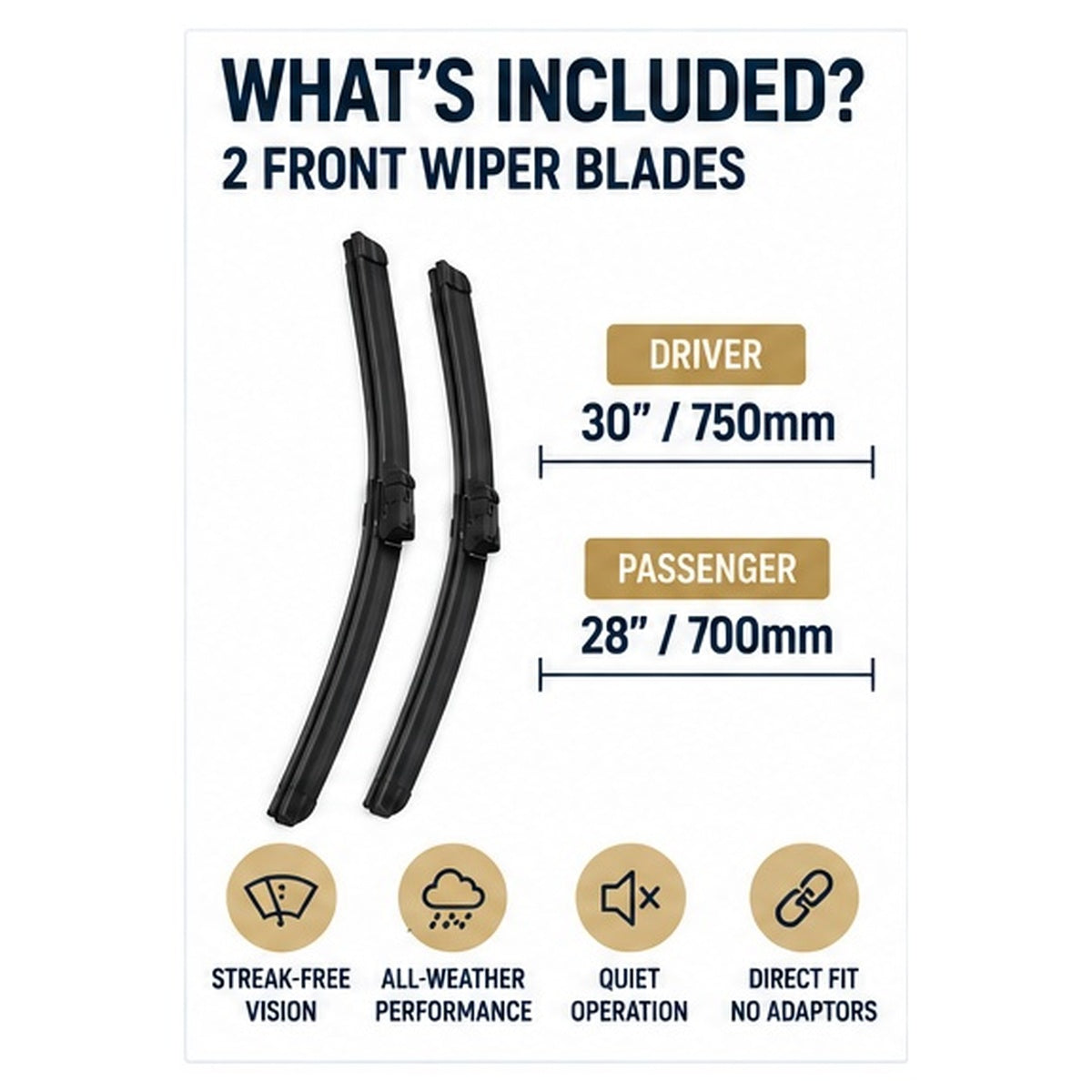 FORD TRANSIT CUSTOM Van Apr 2012 Onwards Wiper Blade Kit