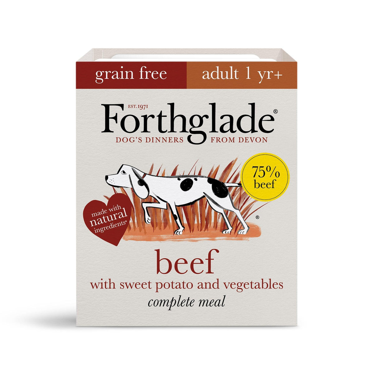 Forthglade Adult Complete Grain Free Beef with Sweet Potato and Vegetables Trays 395g - Case of 18