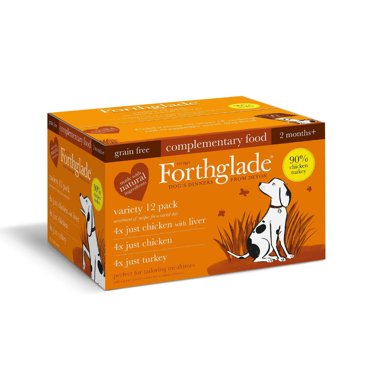 Forthglade Adult Just Grain Free Poultry Mixed Selection Tray 395g - Case of 12