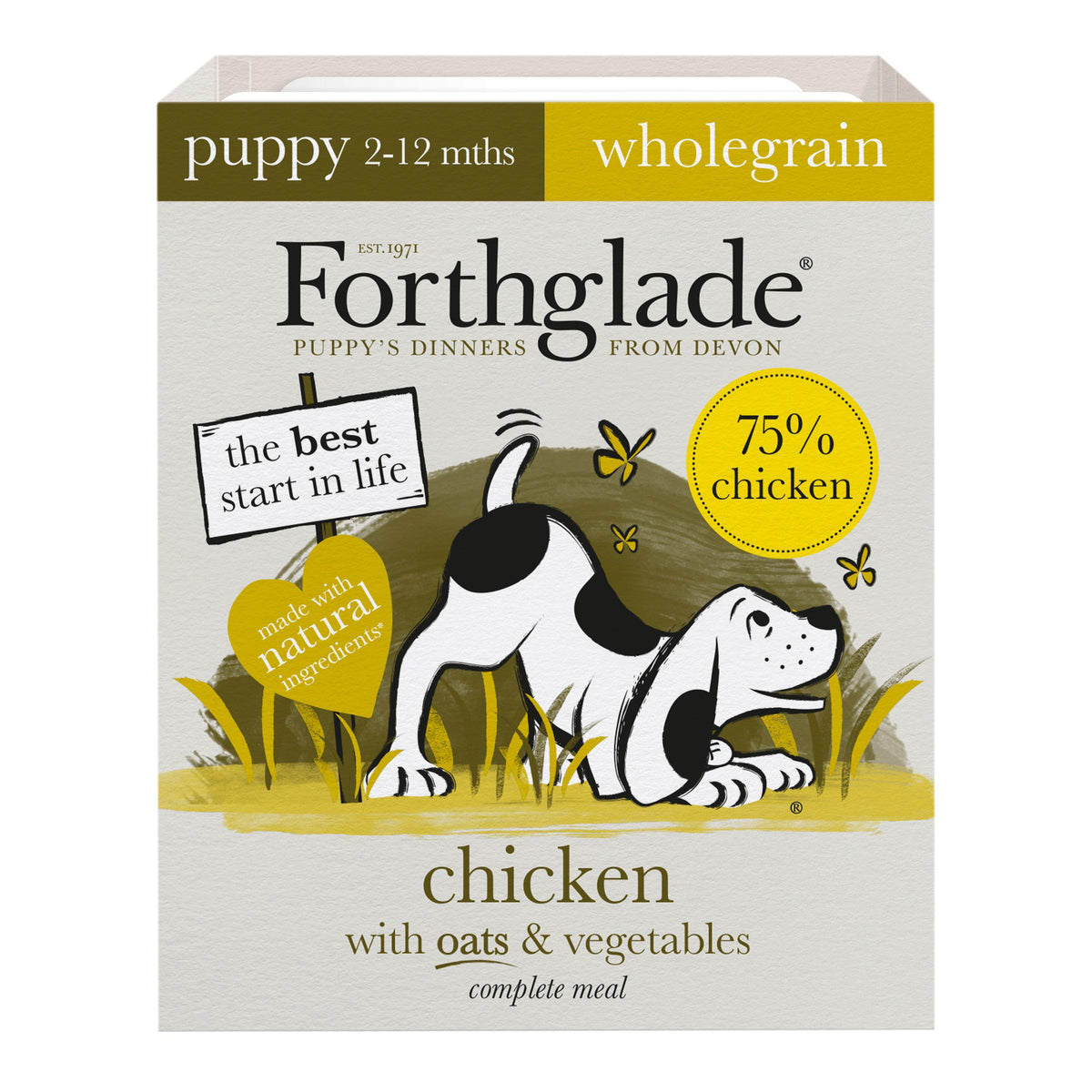 Forthglade Puppy Complete Wholegrain Chicken with Oats & Vegetables Trays 395g