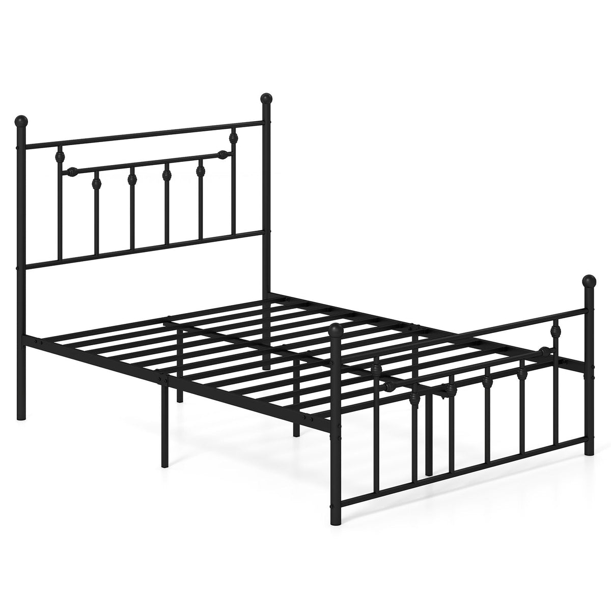 Single/Double/King Size Metal Bed Frame with Headboard-Black-Single Size