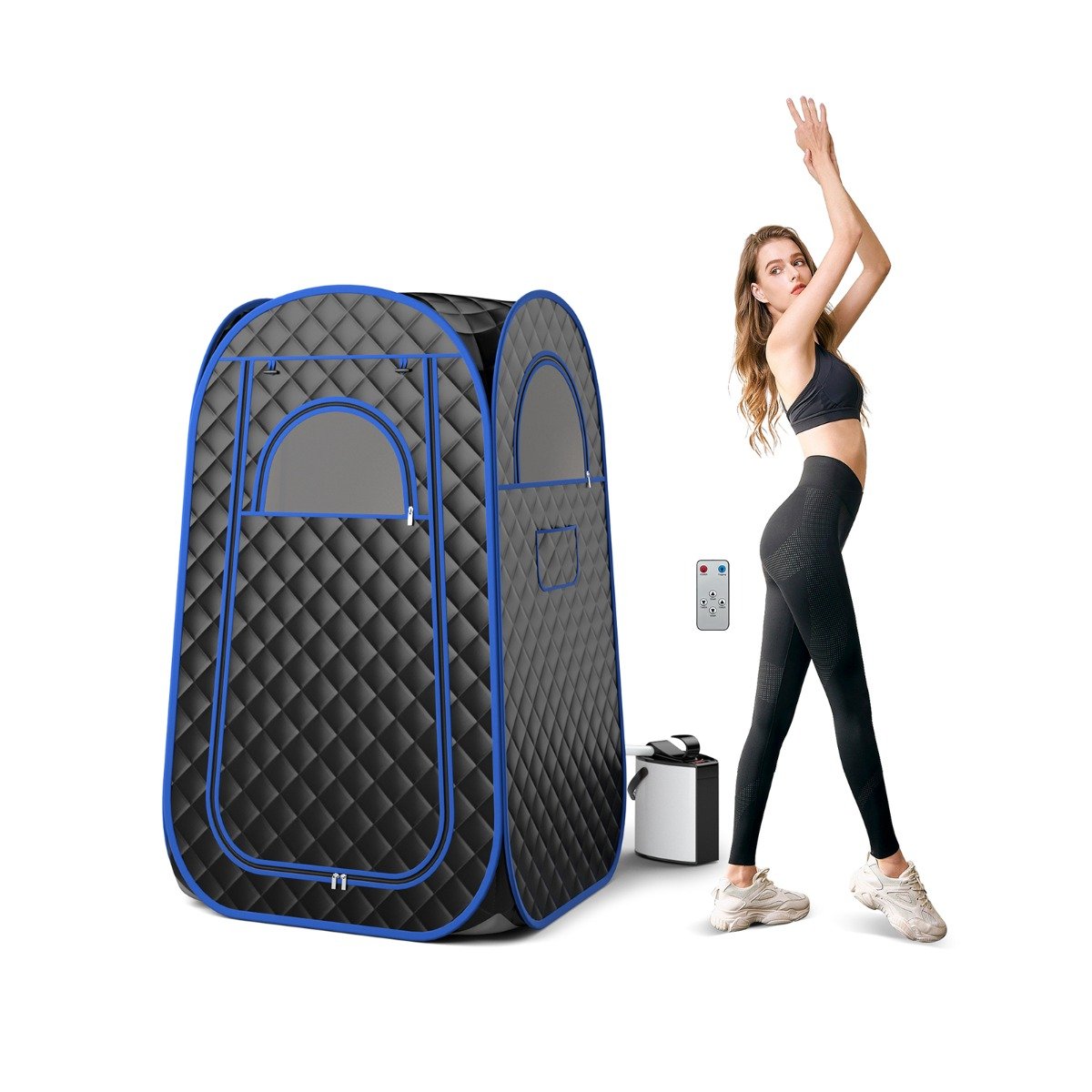Full Body Steam Sauna Tent with 3L Steam Generator for Single Person-Black
