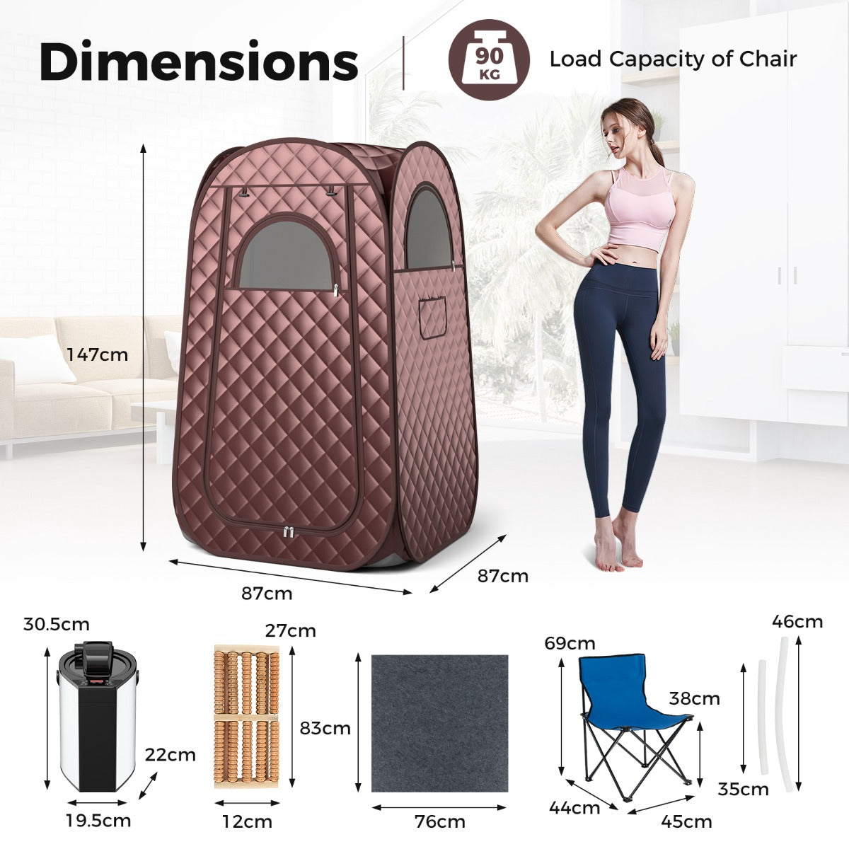 Full Body Steam Sauna Tent with 3L Steam Generator for Single Person-Black