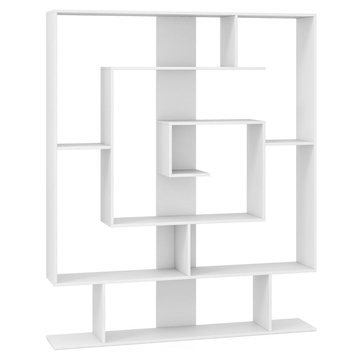 7-Tier Geometric Bookshelf with 2 Anti-Tipping Kits-Rustic Brown
