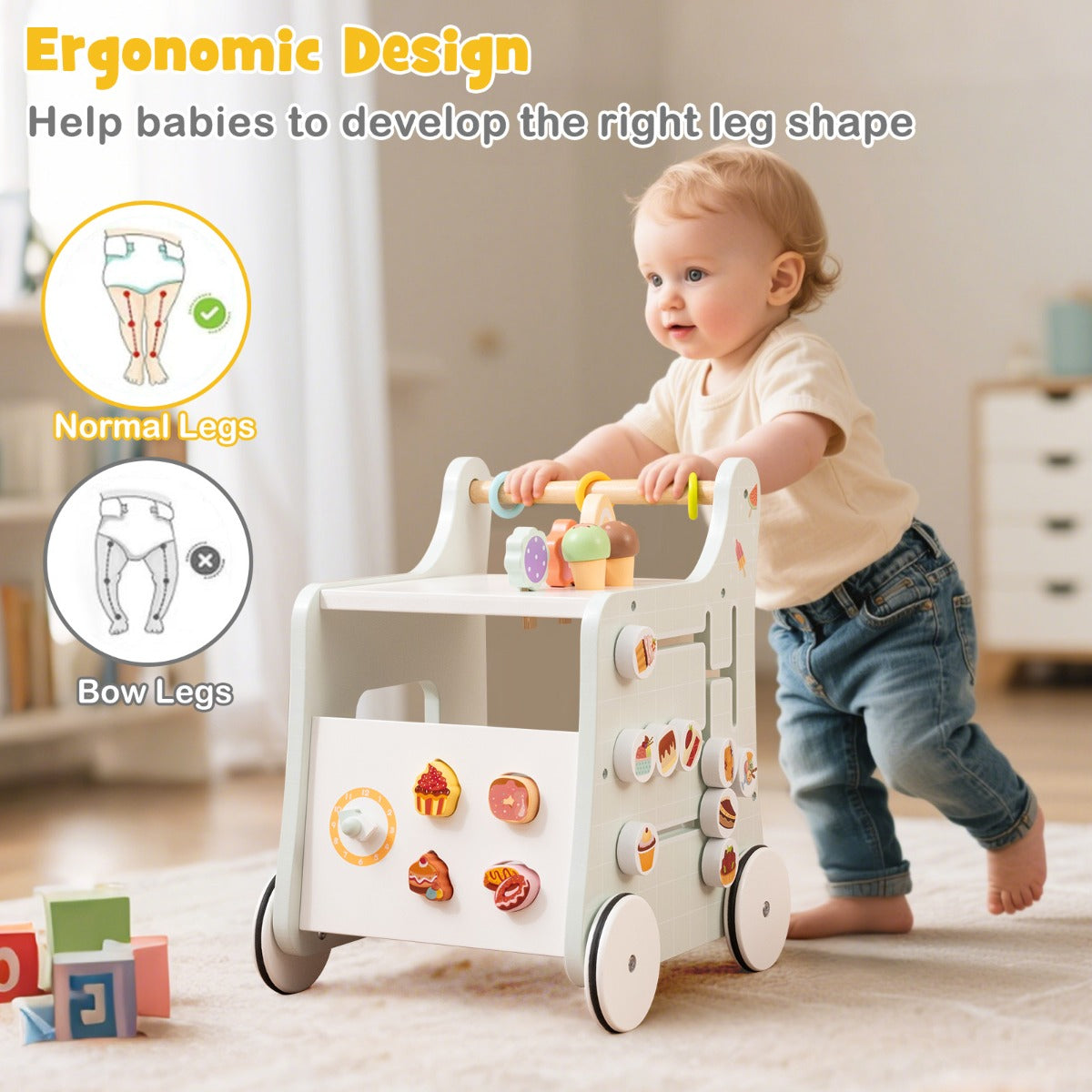 Multifunctional Ice Cream Cart Toy with Sweet Accessories and Smooth Wheels-Green