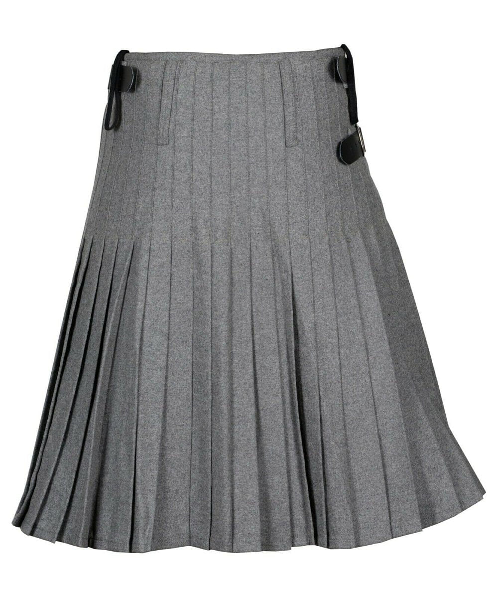 Grey Scottish Men's Traditional 8 Yard Kilt 100% Wool Kilt