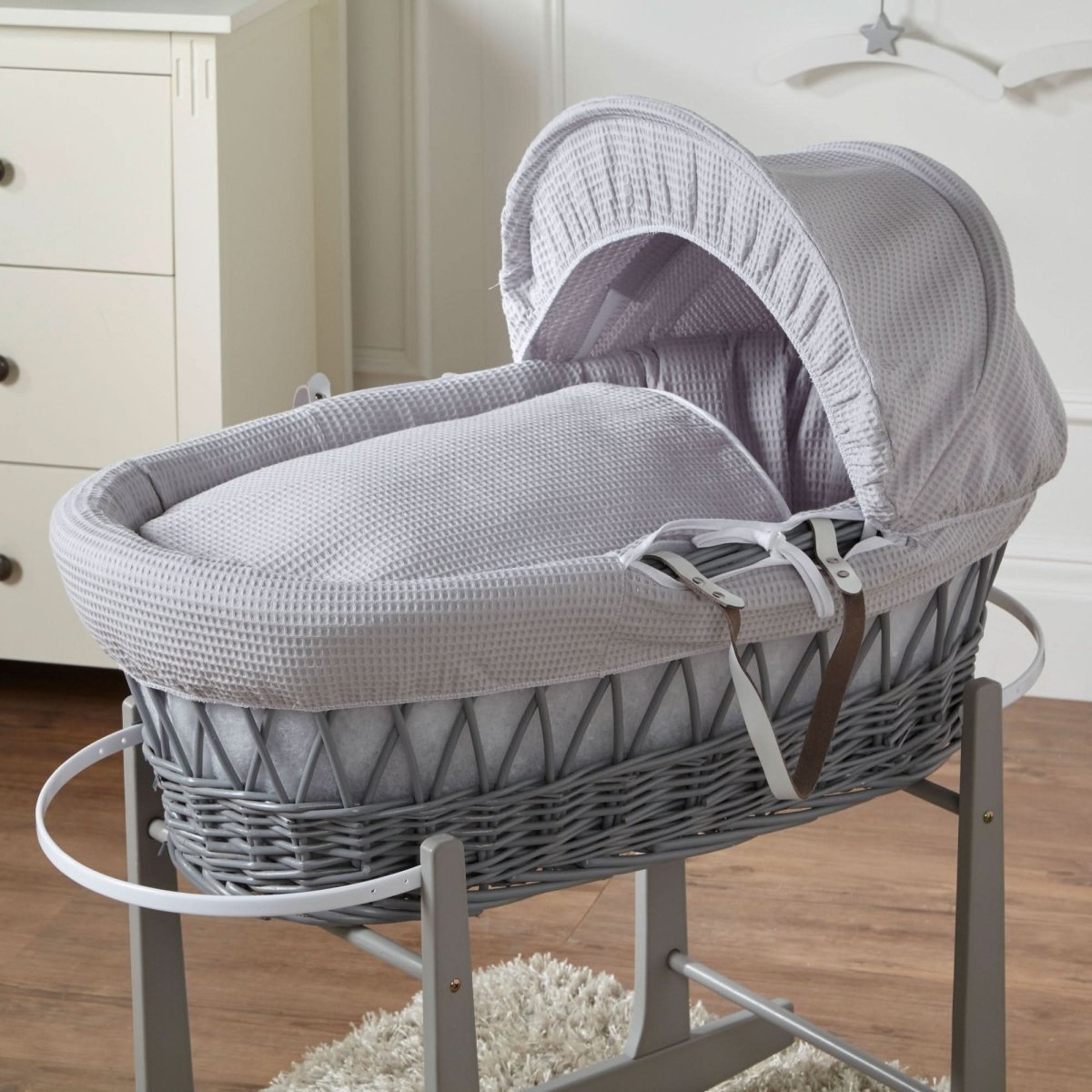 Grauer Waffel Grauer Korb Baby Moses Korb mit Ständer