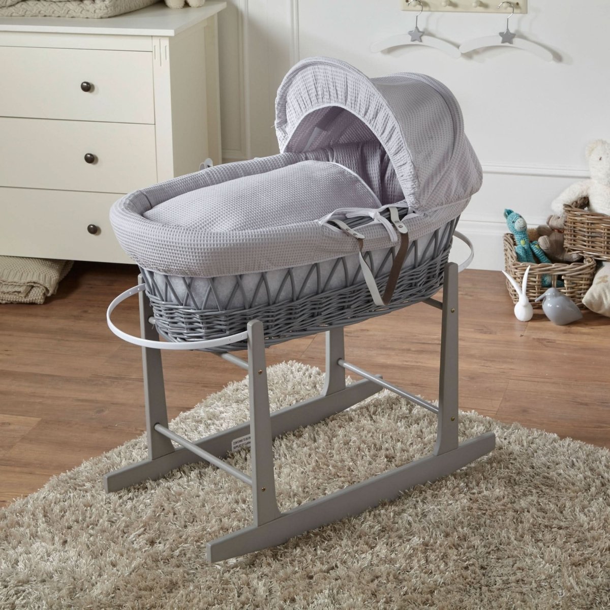 Grauer Waffel Grauer Korb Baby Moses Korb mit Ständer