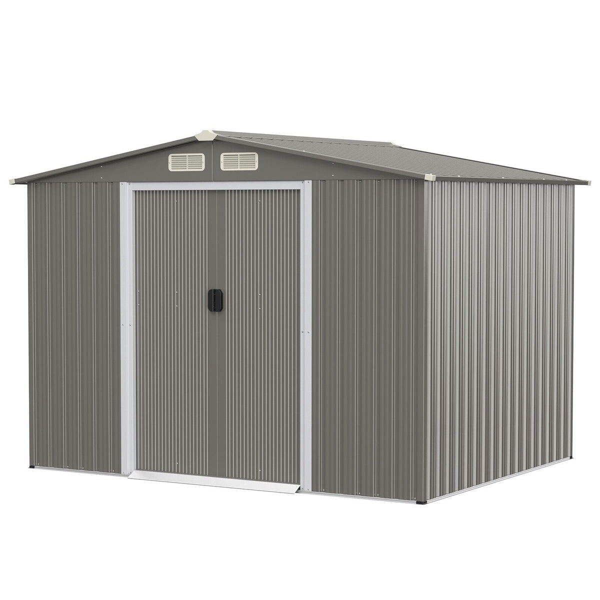 Outdoor Storage Shed with Foundation for Garden Yard-Dark Grey