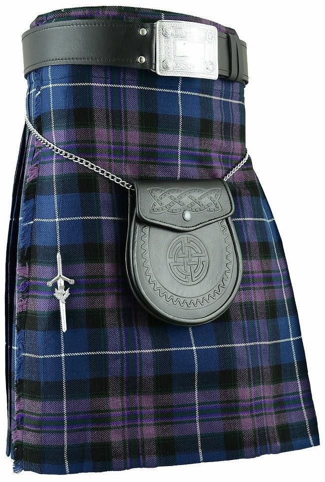 Men’s Scottish Kilt Outfit Set 6 in 1 – Traditional Highland Tartan Kilt, Sporran, Belt & Accessories (UK Stock)