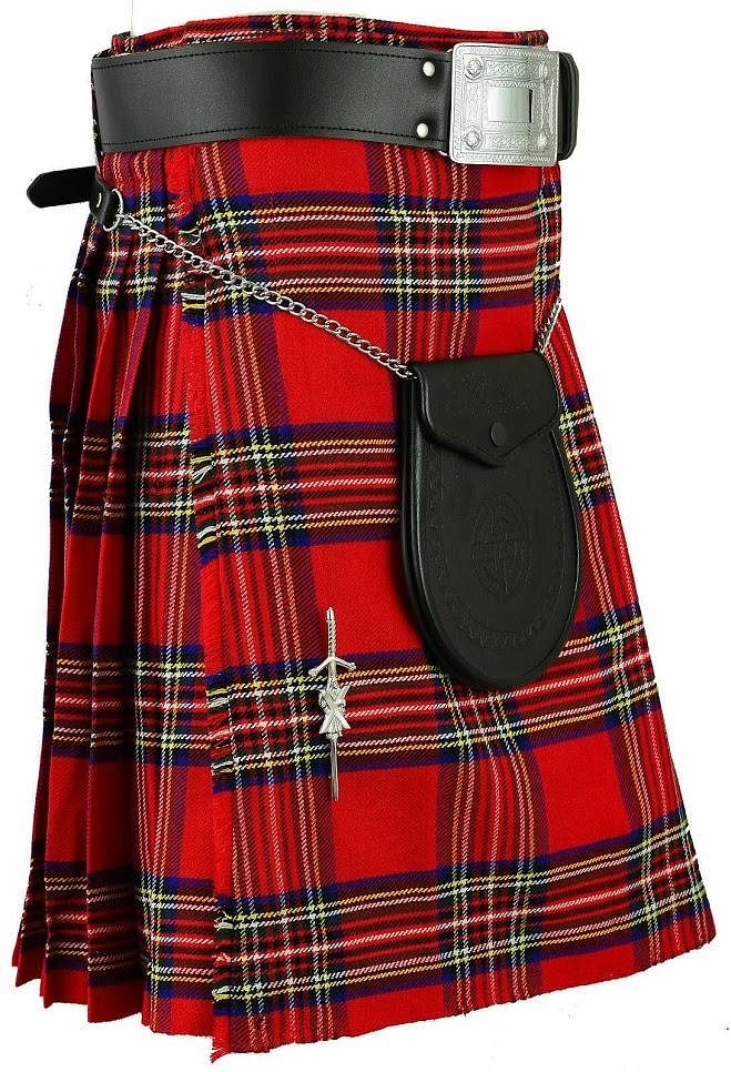Men’s Scottish Kilt Outfit Set 6 in 1 – Traditional Highland Tartan Kilt, Sporran, Belt & Accessories (UK Stock)