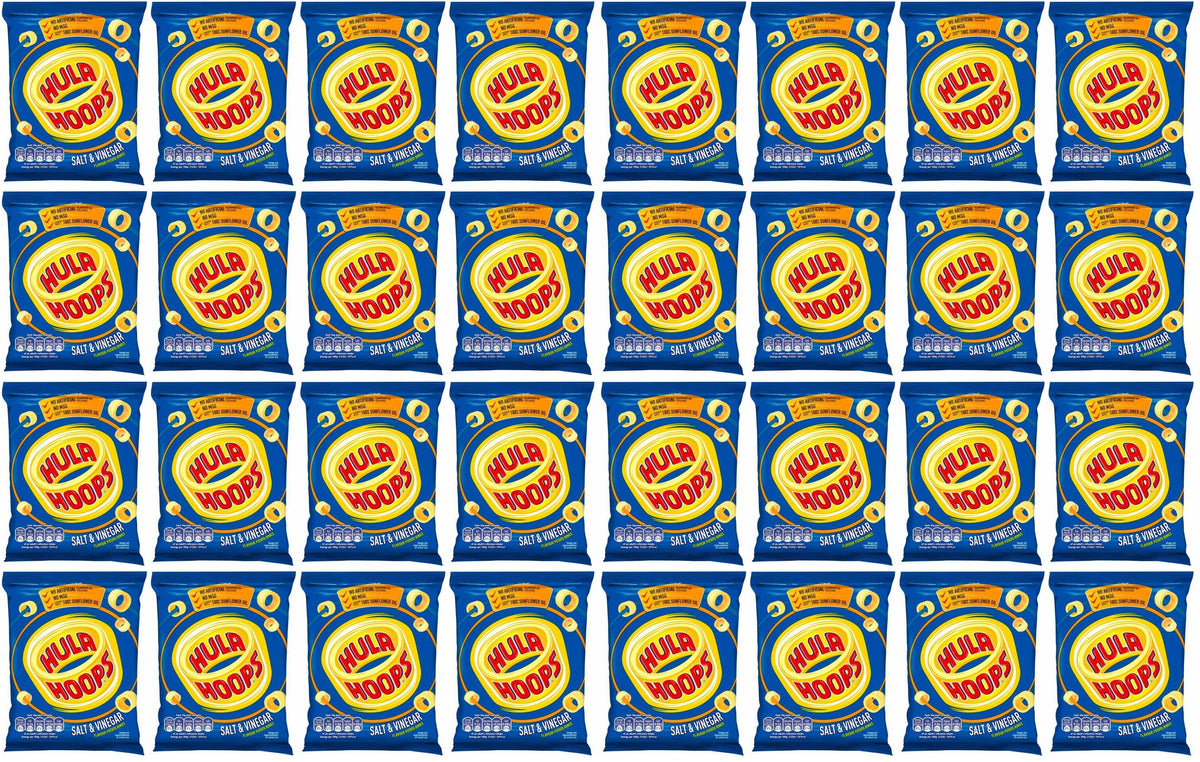 32 x Hula Hoops Salt & Vinegar Crisps 34G