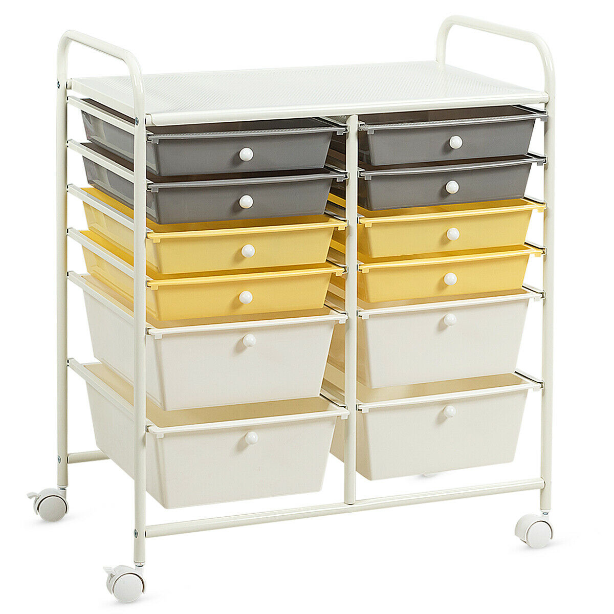 12 Drawers Rolling Storage Cart with 4 Wheels and Brakes-Clear