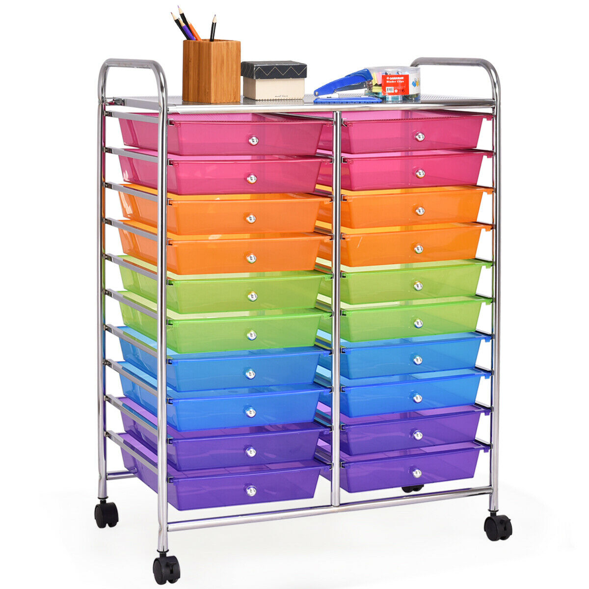 20 Drawers Storage Trolley with 4 Wheels for Beauty Salon-Black