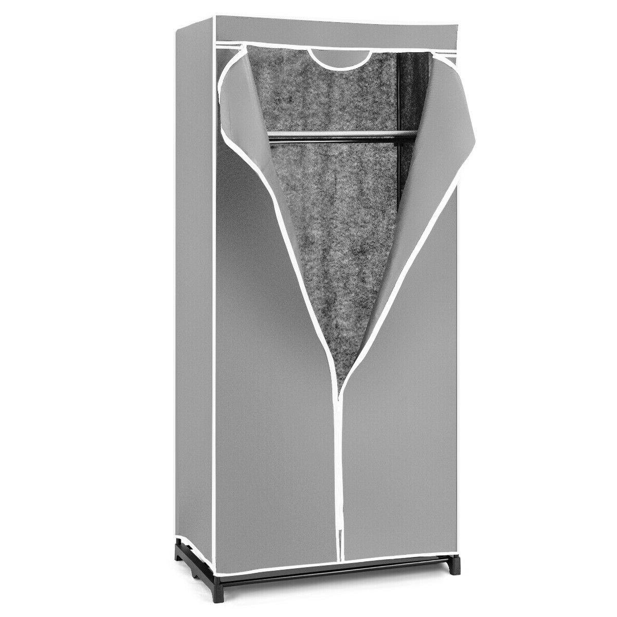 Single Canvas Wardrobe with Dust-proof Cover-Black