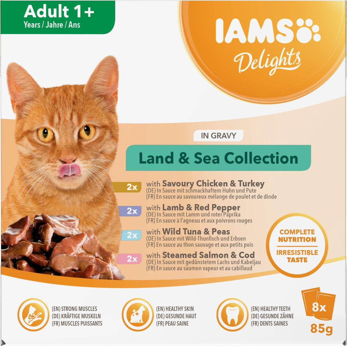 Iams Delights Adult Land and Sea Collection in Gravy 85g - Case of 8