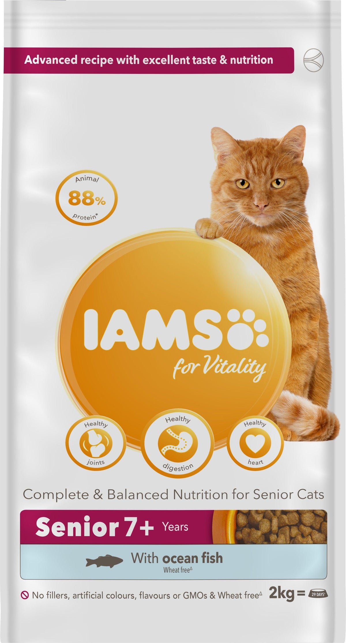 Iams Cat Senior with Ocean Fish 2kg - Case of 2