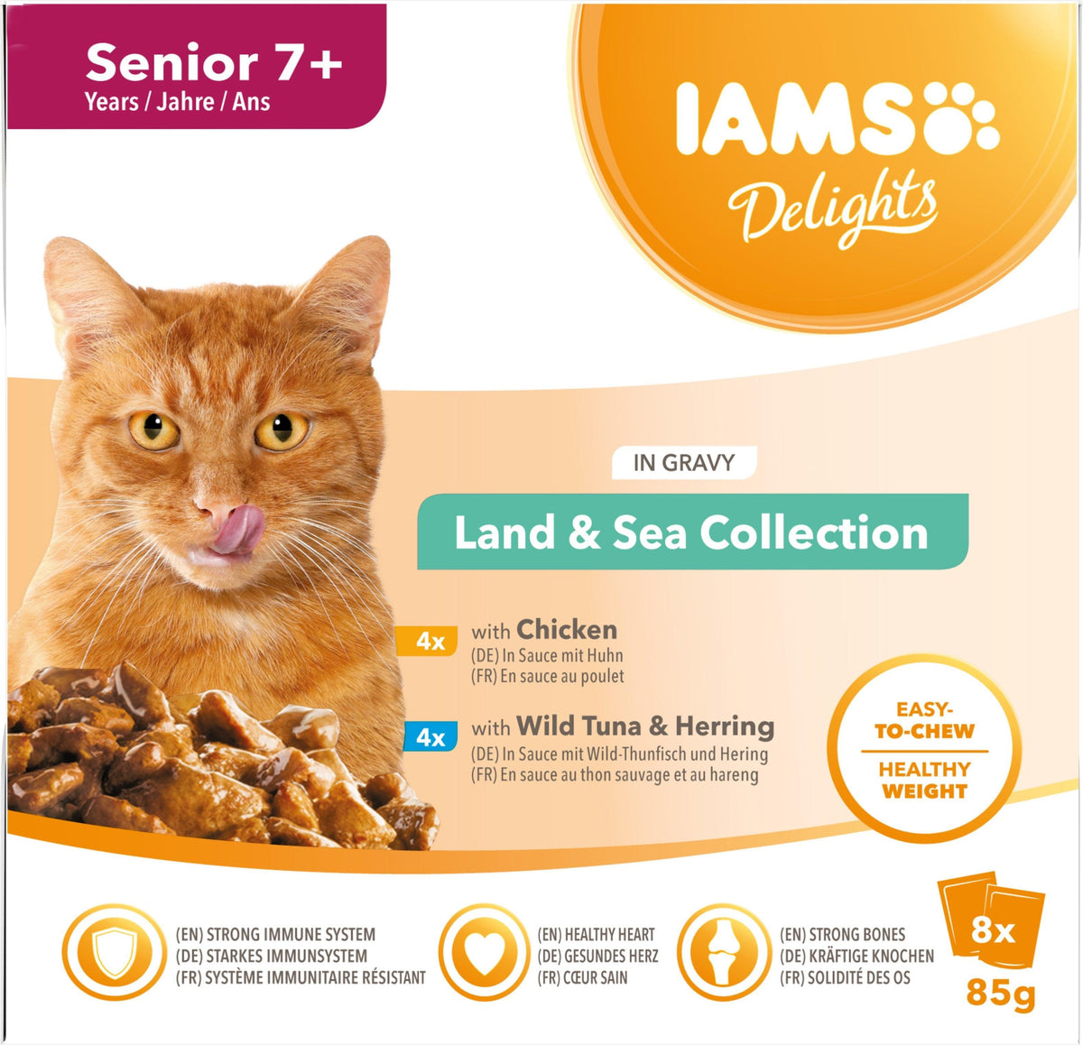 Iams Delight Senior Land and Sea Collection in Gravy 85g - Case of 8