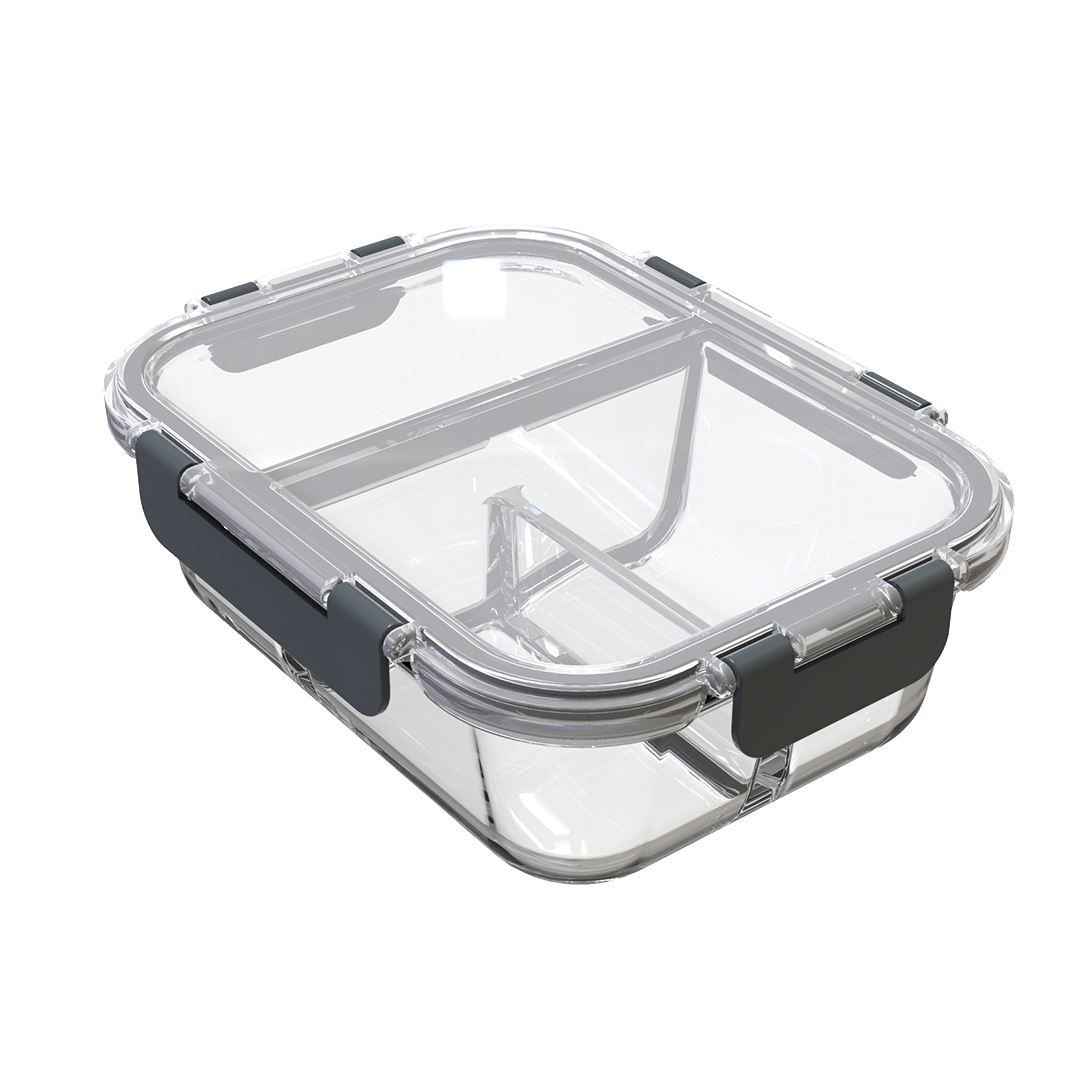 Igluu 3-Compartment Glass Meal Prep Containers with Airtight Lids — 980ml | Pack of 3