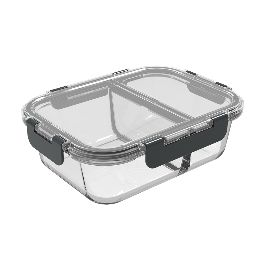 Igluu 2-Compartment Glass Meal Prep Containers | 980ml | Airtight & Oven Safe | 3 Pack