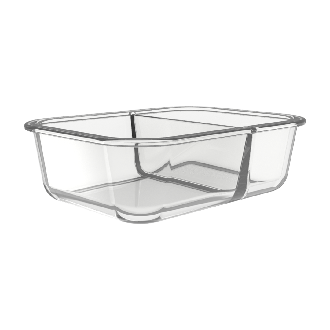 Igluu 2-Compartment Glass Meal Prep Containers | 980ml | Airtight & Oven Safe | 3 Pack