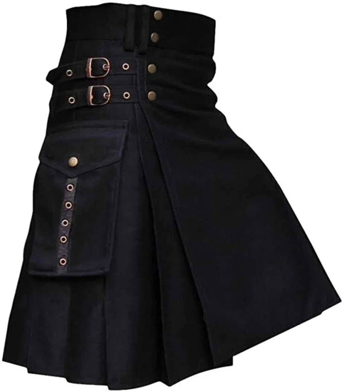 Utility Kilt Scottish Cargo Pockets Cotton Kilt For Men With Antique Hardware