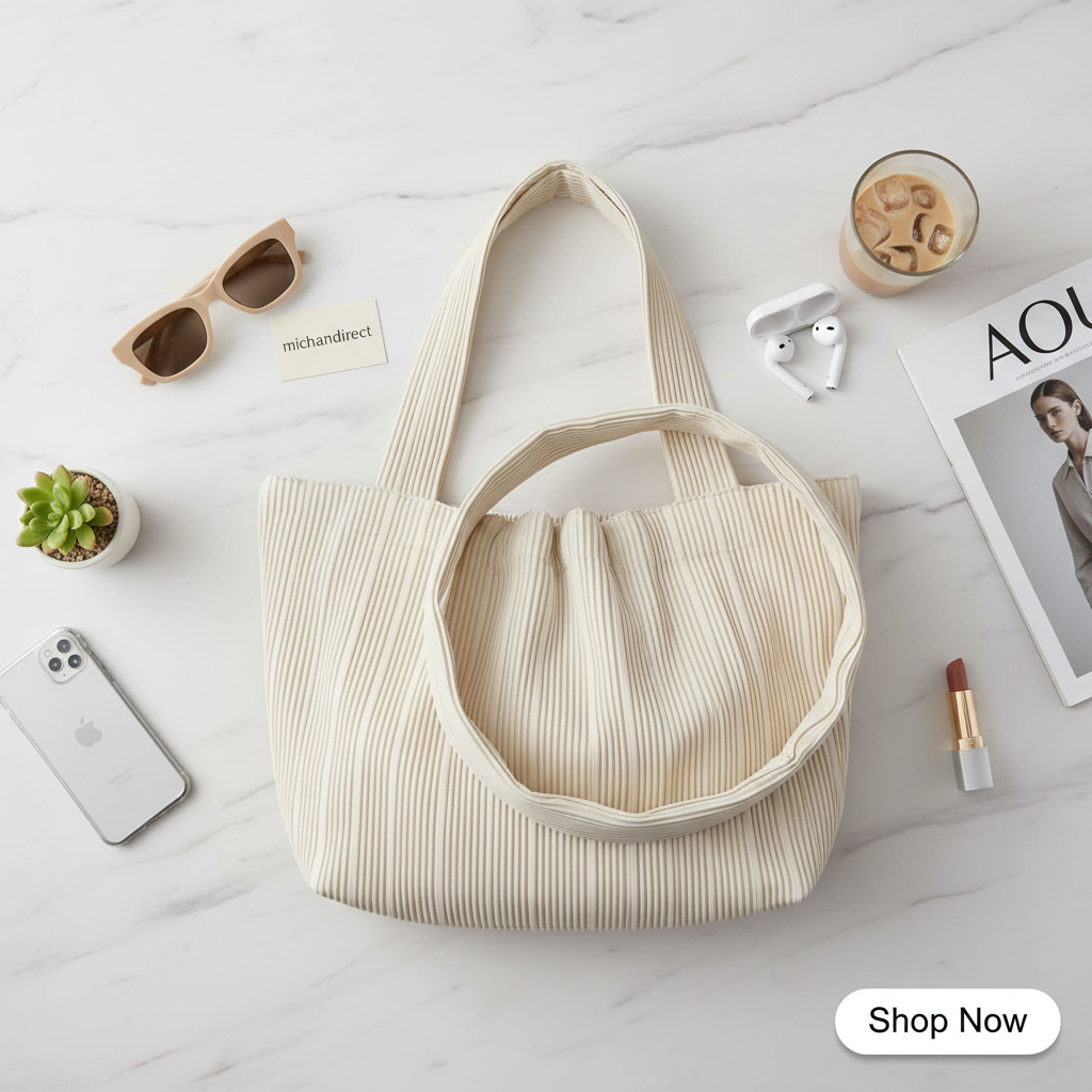 Women's Korean Style Pleated Tote | Large Shoulder Bag