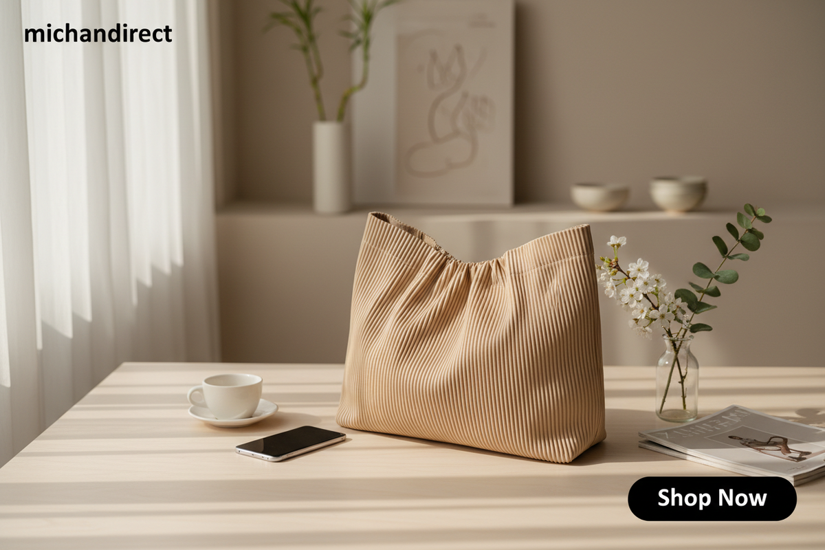 Women's Korean Style Pleated Tote | Large Shoulder Bag