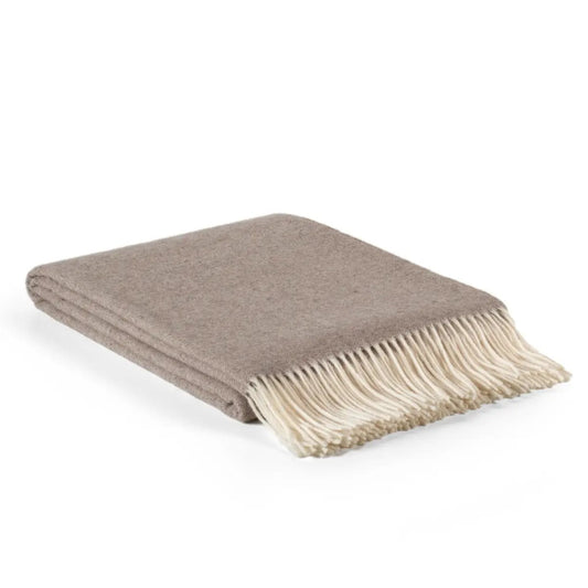 Milano Brown Merino Wool & Cashmere Throw Blanket, 200 × 140 cm