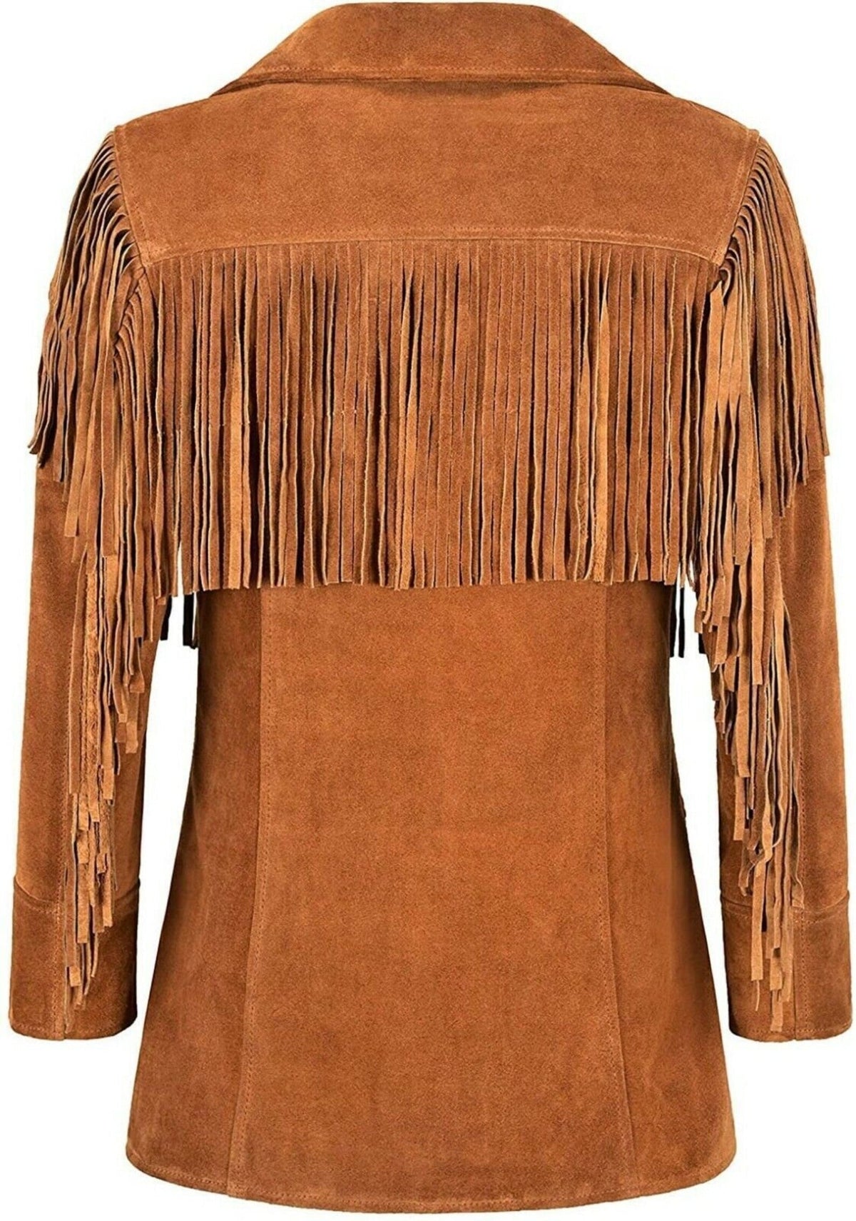 Women’s Western Suede Fringe Jacket – Brown Cowgirl Vintage Leather Coat with Tassels