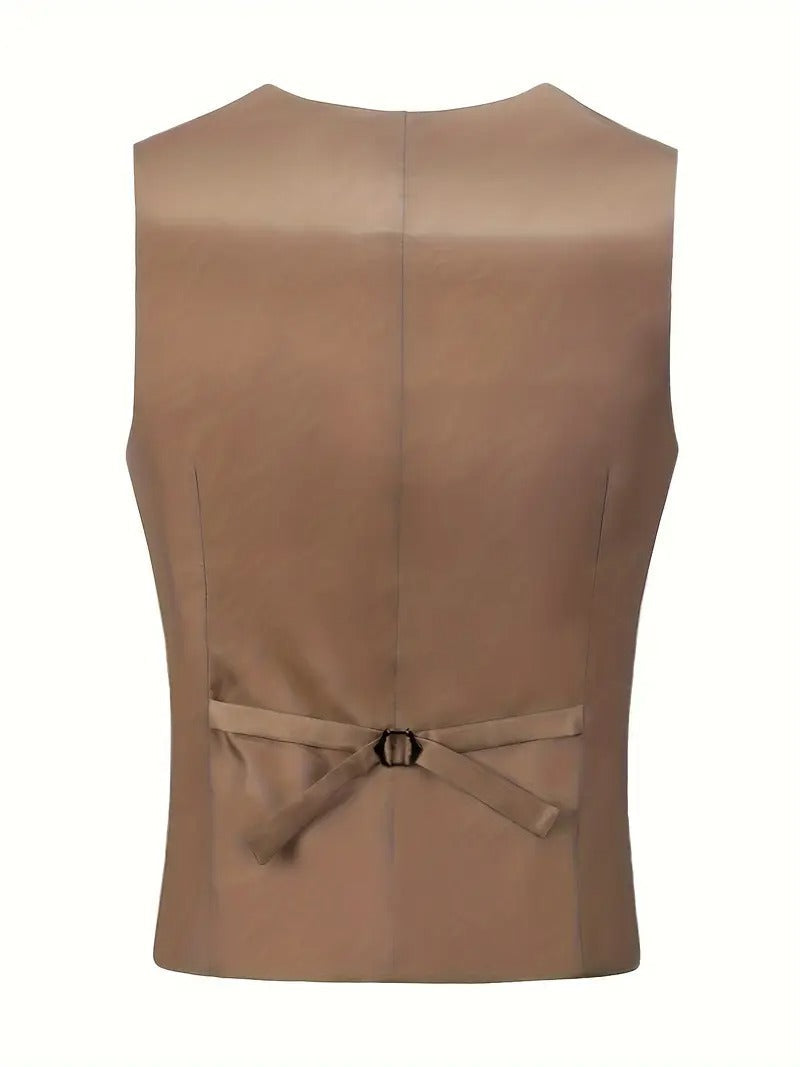 Men's Slim-Fit V-Neck Waistcoat – Formal Business Vest