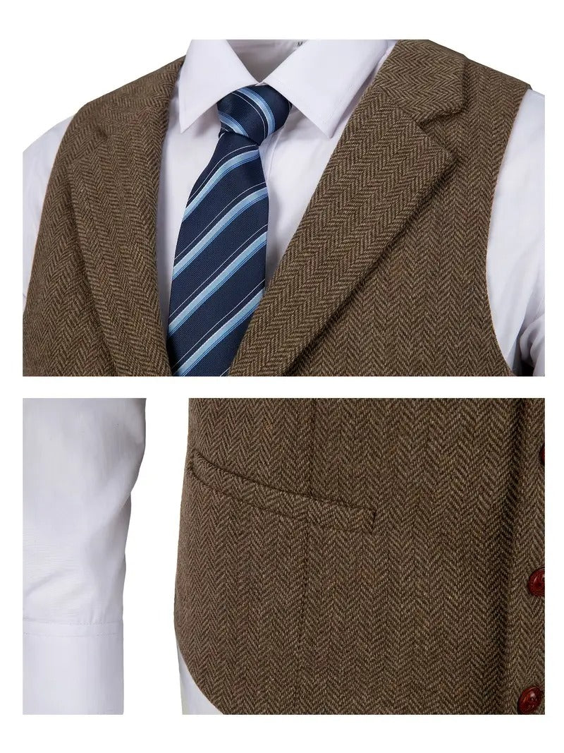 Men's Slim-Fit V-Neck Waistcoat – Formal Business Vest