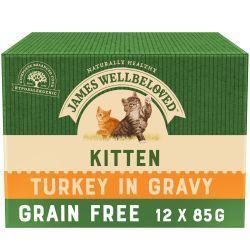 James Wellbeloved Getreidefreies Katzenfutter für Kätzchen in Soße, Truthahn, 12er-Pack, 85g