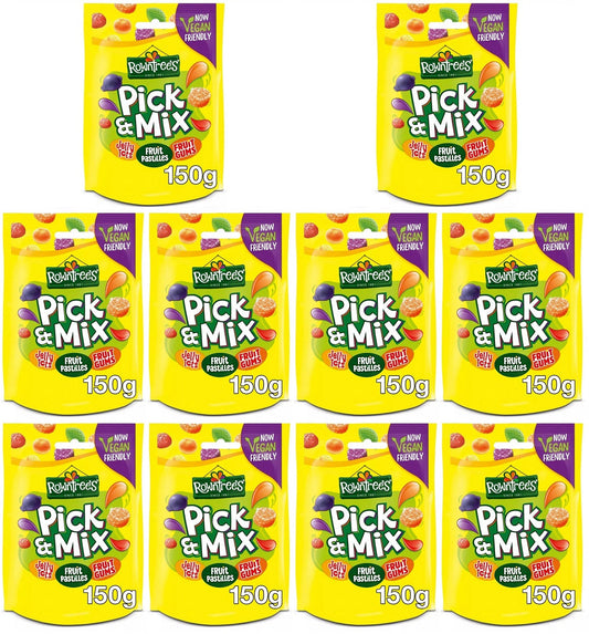 10 x Rowntree's Pick & Mix Dulces Aptos para Veganos Bolsa para Compartir 150g