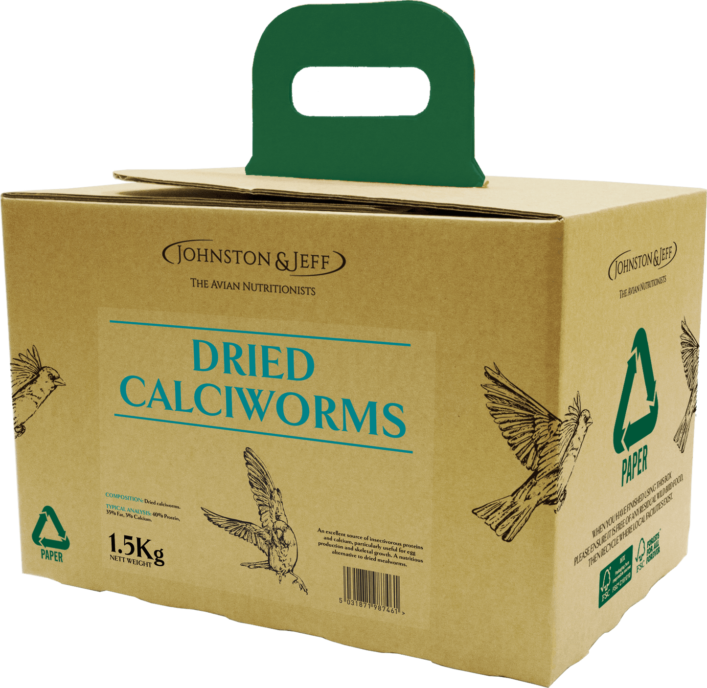 Johnston & Jeff Dried Calciworms EcoBox – High-Calcium Wild Bird Food