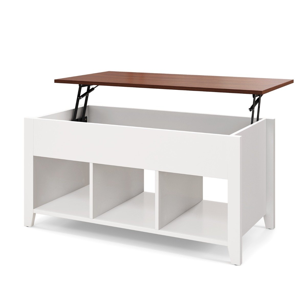 Rising Center Table with Lift Top Hidden Compartment-Black