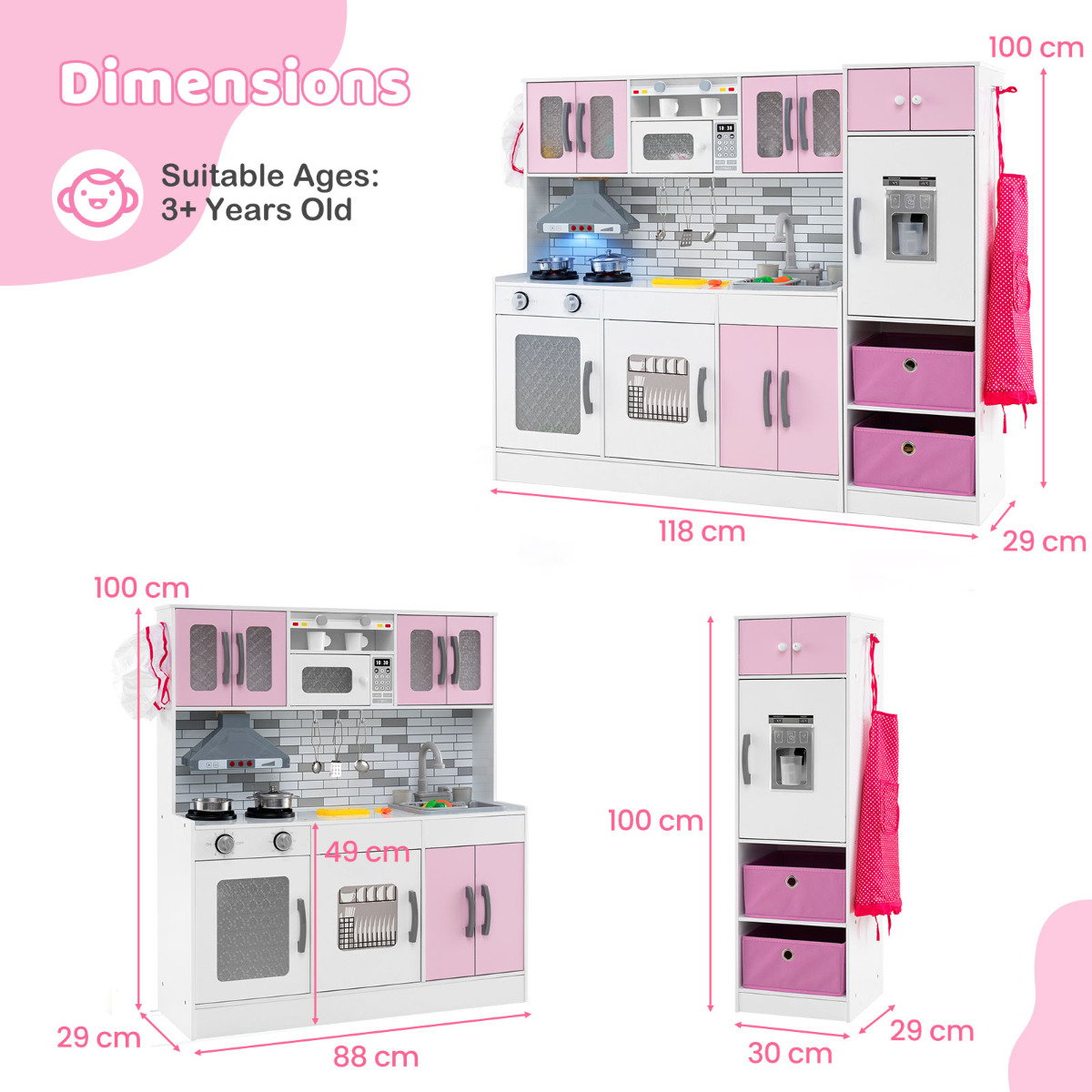 Kids Kitchen Playset with Lights and Sounds-Grey