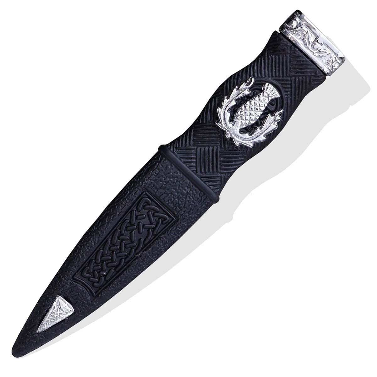 Kilt Highland Wear Safety Sgian Dubh Pewter Mount Thistle Design Chrome