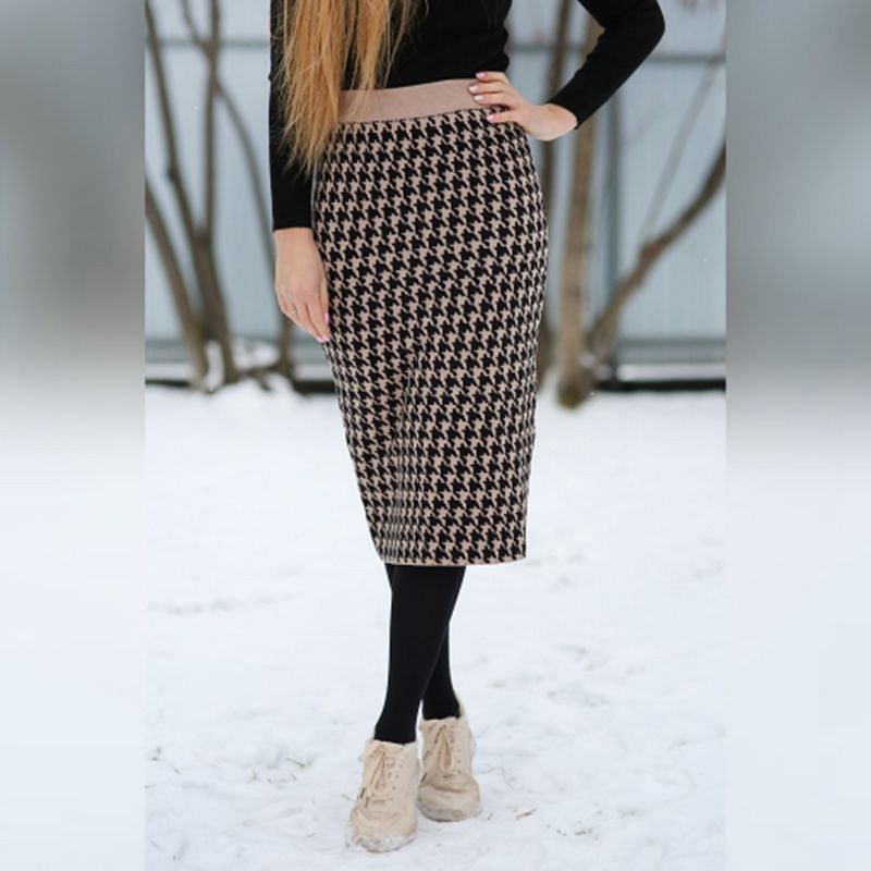 Knit Sweater Skirt Elastic Band High Waist Midi Pencil Skirt Bodycon Women Long Skirts Jupe Femme Faldas