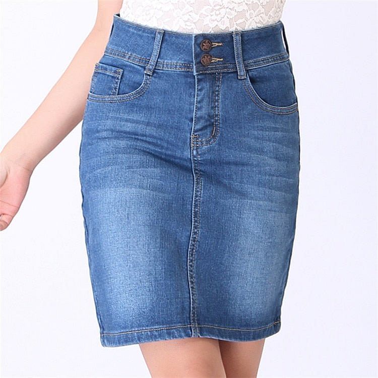 Ladies High Waist Celebrity Denim Skirts Office Formal Jean Skirt Long Saias Sociais Jeans Feminina