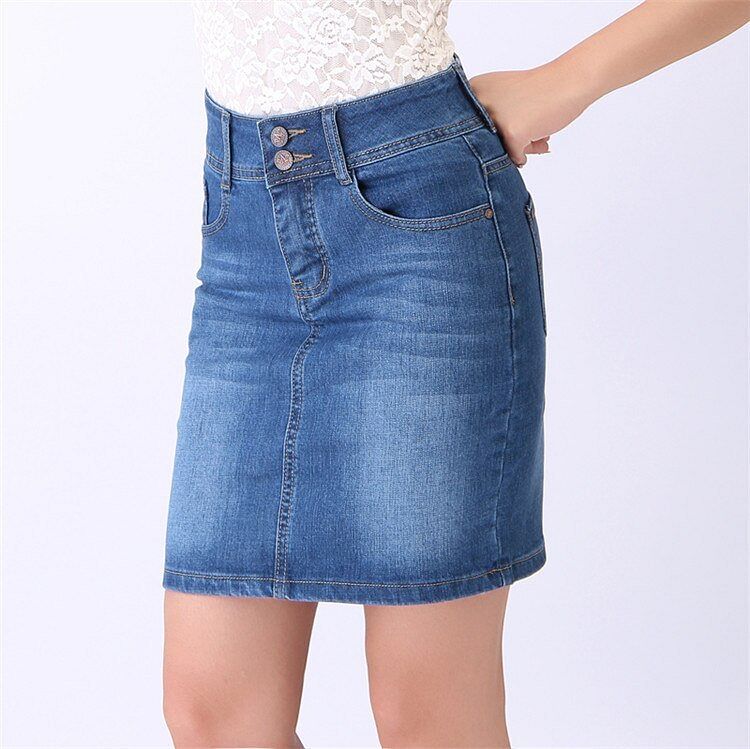 Ladies High Waist Celebrity Denim Skirts Office Formal Jean Skirt Long Saias Sociais Jeans Feminina