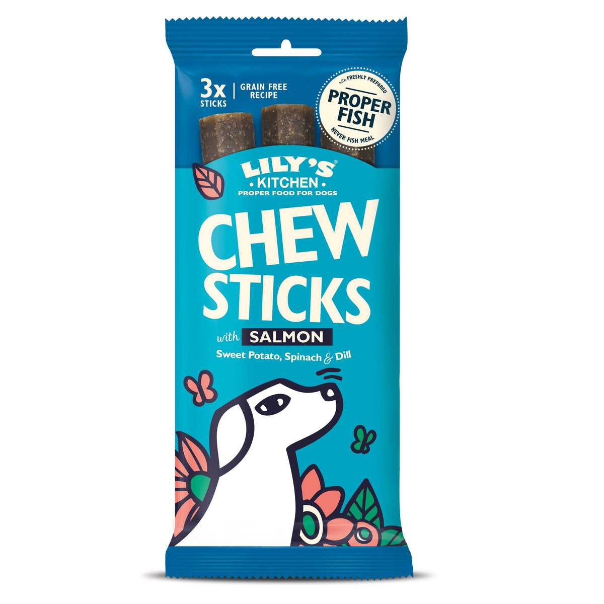 Lily's Kitchen Chew Sticks with Salmon 3 Sticks 120g - Case of 10