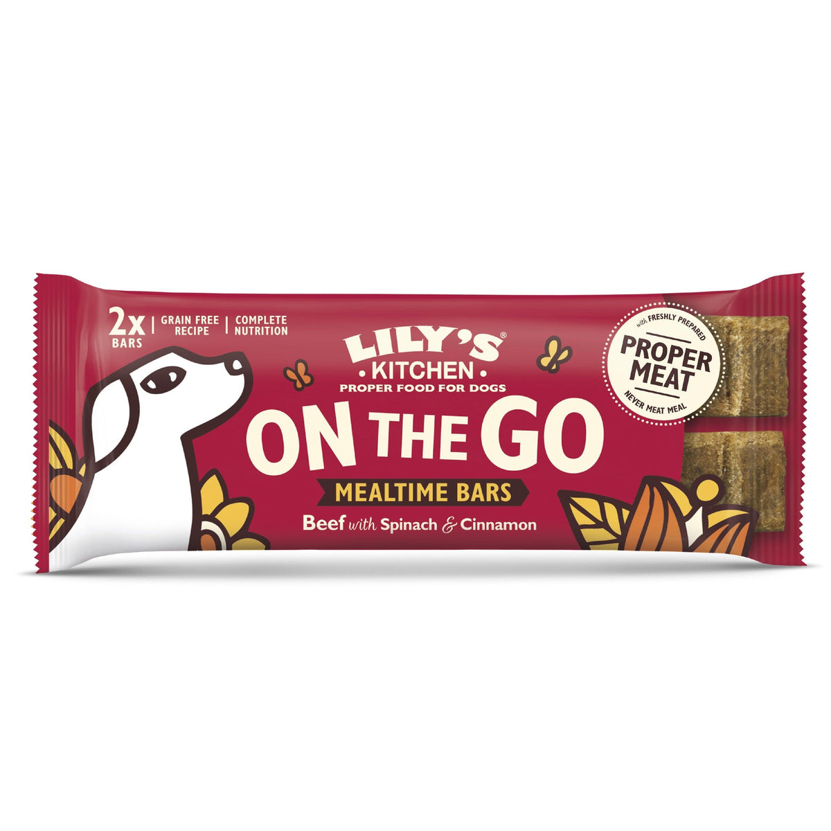 Lily's Kitchen On the Go Bars Beef with Spinach and Cinnamon 2 x 40g - Case of 16