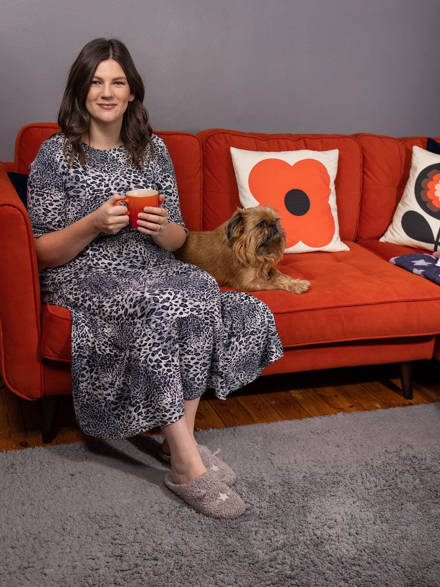 Grey Leopard Cotton Breastfeeding Midi Dress - Discreet Nursing Access | MilkyMoon