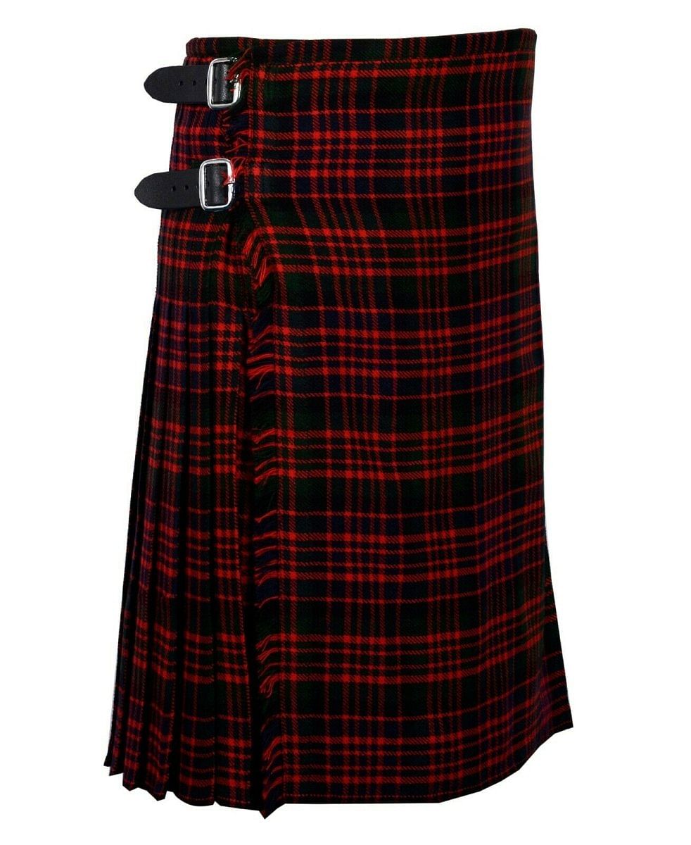 Macdonald Tartan Traditional Scottish Men's Kilt Outfit Thistle Pin, Buckle, Belt, Sporran Set