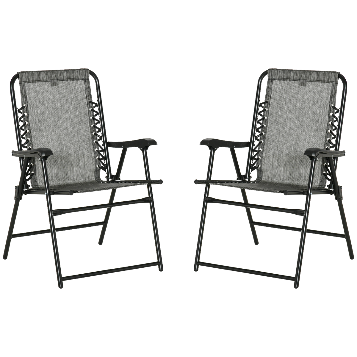 Set of 2 Patio Folding Dining Chair Set Garden Outdoor Grey